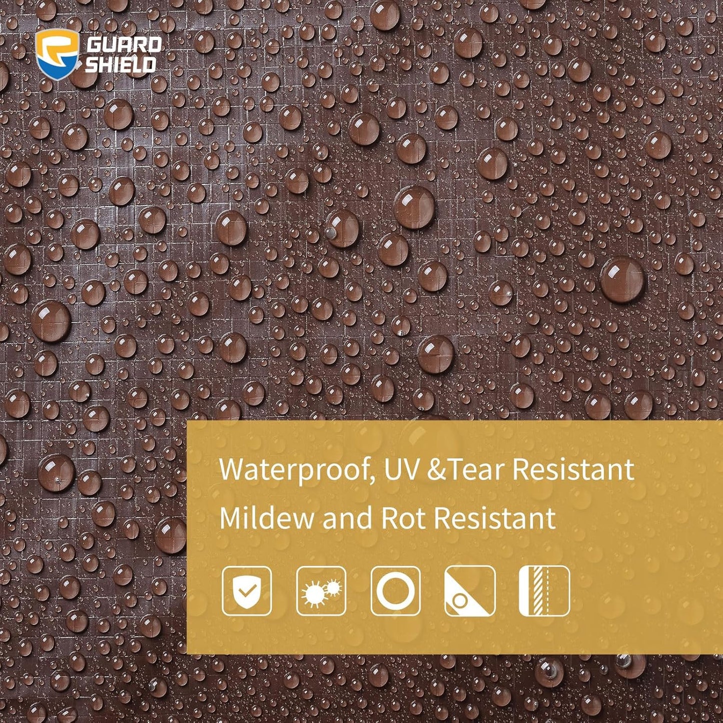 GUARD SHIELD Brown Tarp 8x10 Feet Waterproof Tarps Lightweight Camping Tarp Outdoor Multi Purpose Poly Cover 6mil