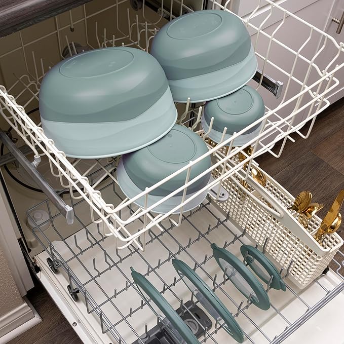 Pera Mixing Bowls with Lids Set, 8 Piece, BPA Free Nesting Kitchen Bowl Set - Image 7