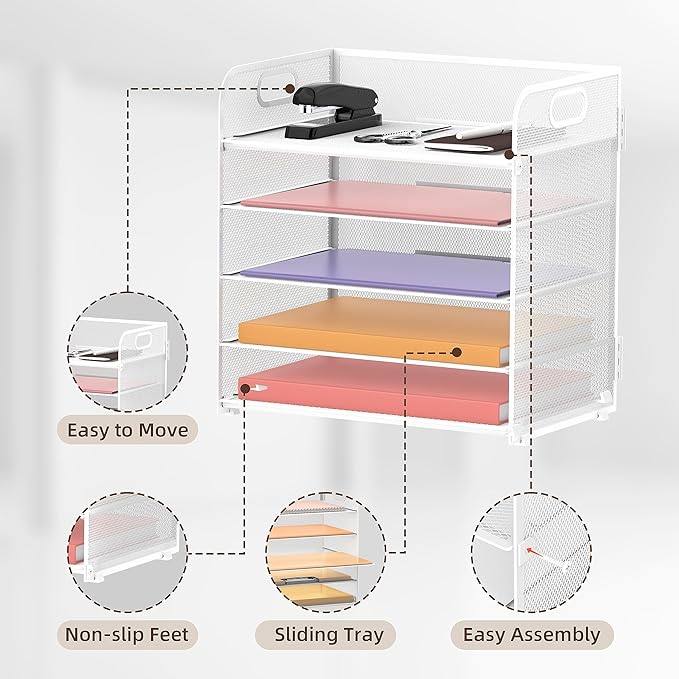 2 Pack 5-Tier White Desk Organizer - Image 3