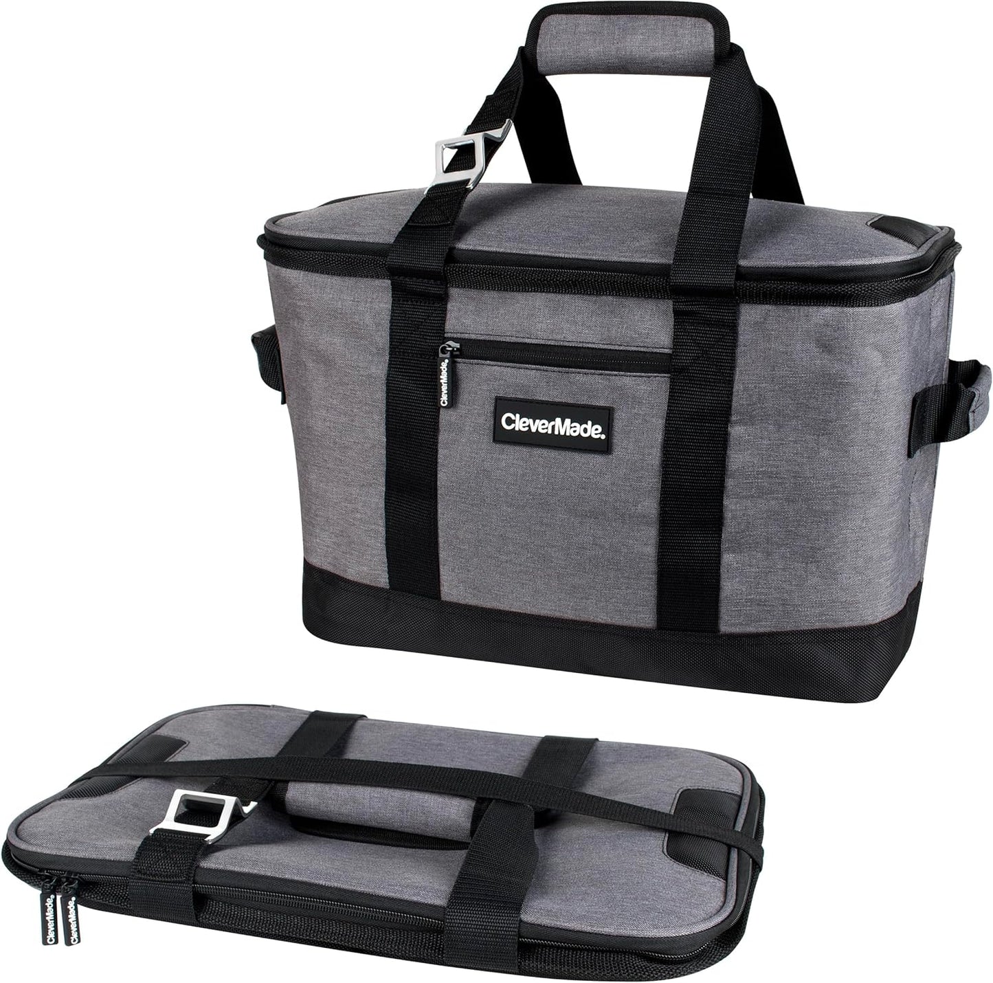 CleverMade Collapsible Insulated Cooler Bag – Leakproof Soft Folding Cooler for Beach, Travel, Car