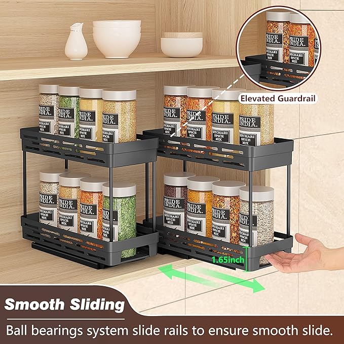 Pull Out Spice Rack Organizer for Cabinet, 3 Packs Slide Out Spice Racks - Image 5