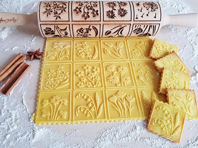 SPRING FLOWERS Embossing Rolling Pin - Image 2