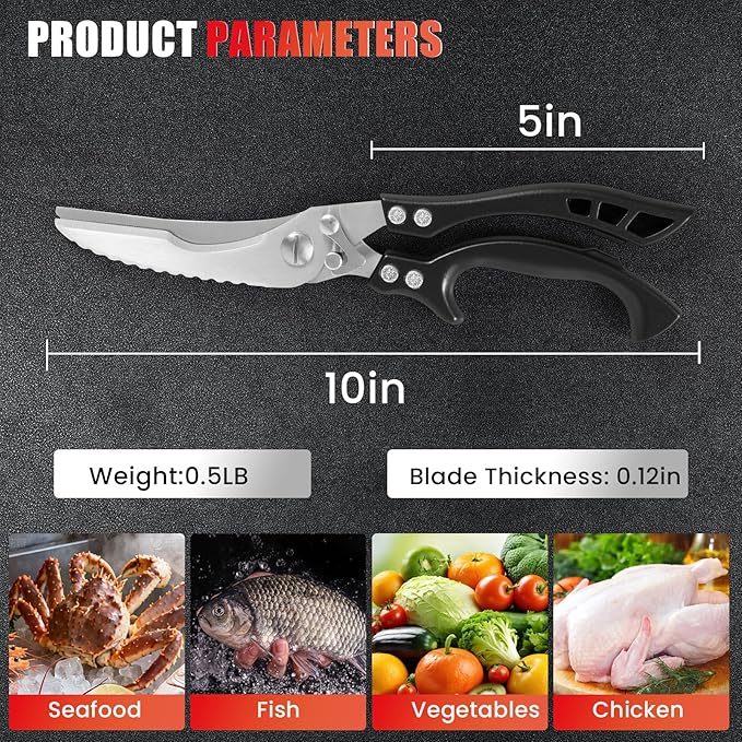 ANDONG Heavy Duty Kitchen Scissors, Professional Poultry Shears, Cooking - Image 3