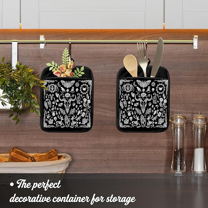 Gothic Witchy Skull Pot Holders - Image 3