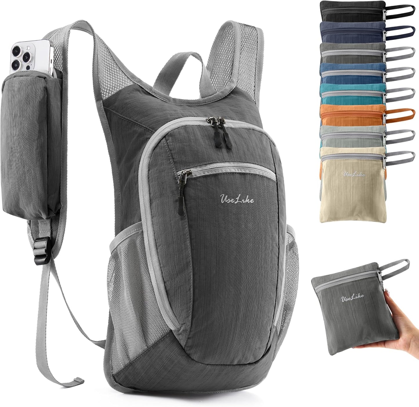 10L Small Hiking Backpack Travel Daypack Lightweight Packable Back Pack for Women Men(Iron Grey)