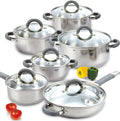 Cook N Home Stainless Steel Cookware Sets, 3-Ply 12 Pcs Pots and Pans Set by CookNHome