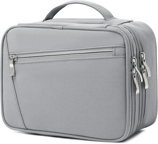 mygreen Electronics Travel Organizer, Watreproof Electronic Accessories Case Portable Double Layer Cable Storage Bag for Cord, Charger, Flash Drive, Phone, Ipad Mini, SD Card, Gifts for Him Grey