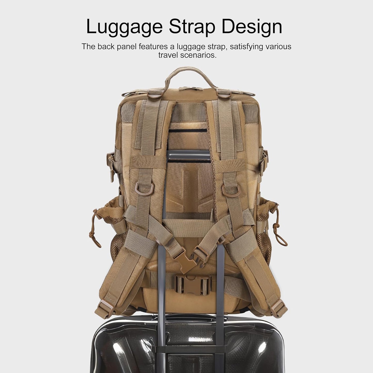 LHI Military Tactical Backpack for Men and Women 45L Army 3 Days Assault Pack Bag Large Rucksack with Shoe Compartment