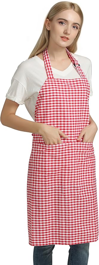 Vintage Gingham Kitchen Aprons Chef Bib Canvas Aprons Christmas Holiday Home - Image 4