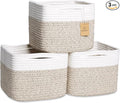 NaturalCozy Storage Cubes 9”x9”x7”Cotton Rope Woven Baskets by NaturalCozy