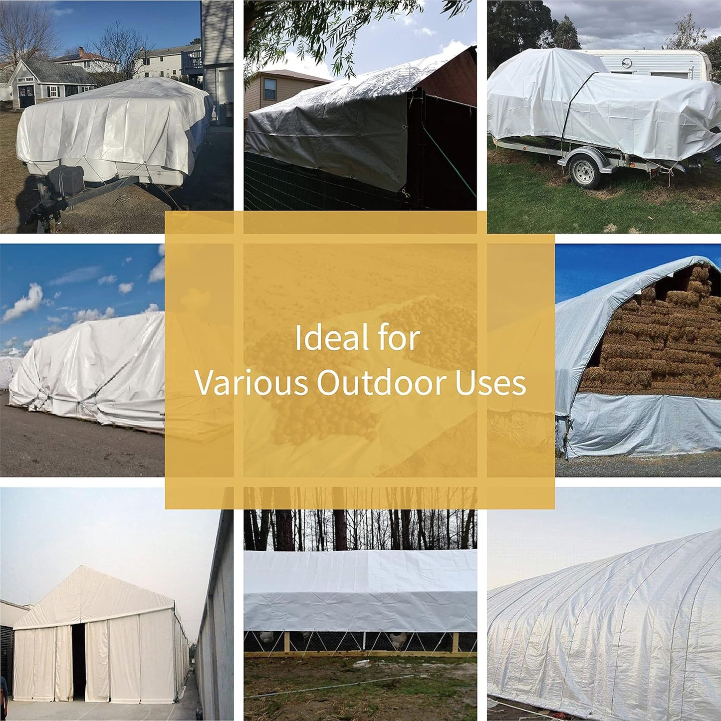 GUARD SHIELD Tarp White 6x8 Feet Multi Purpose Waterproof Poly Tarp Cover 5mil