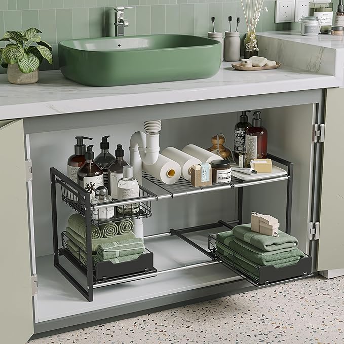 NETEL Under Sink Organizers and Storage, Kitchen Cabinet Organizer, 2 Tier by NETELOfficial