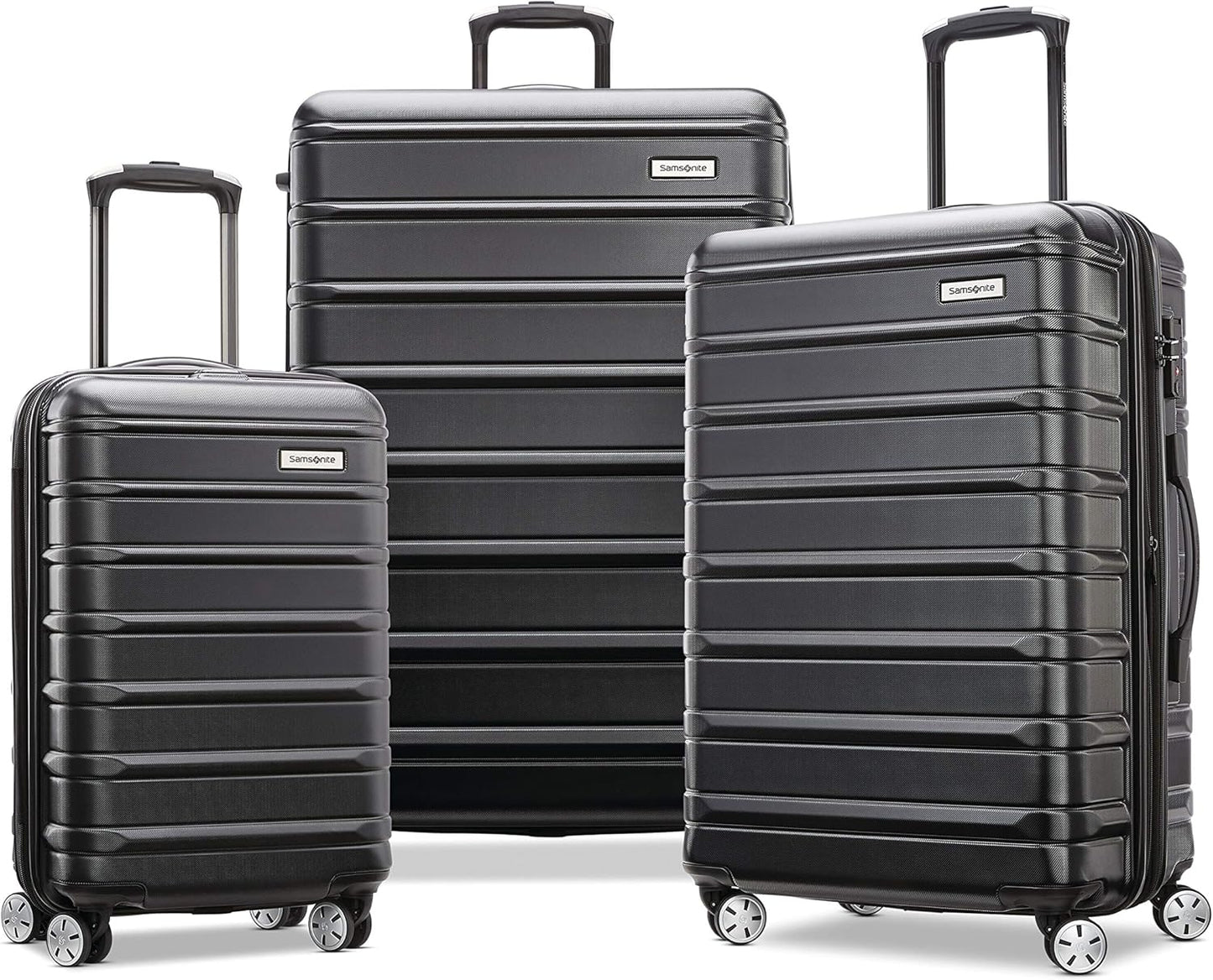 Samsonite Omni 2 Hardside Expandable Luggage with Spinner Wheels, 3-Piece Set (19/24/28), Midnight Black
