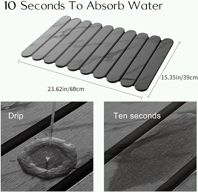 24"×16" Grey Stone Dish Drying Mats - Image 2