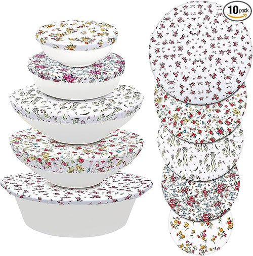 10Pcs Reusable Bowl Covers In 5 Size, Stretch Cloth Fabric Dish Cover Kitchen by CGFOXUO