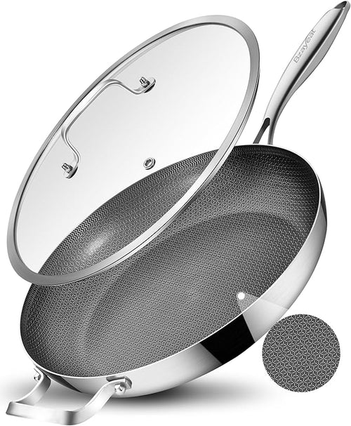 12 Inch Non-Stick Ceramic Stainless Steel Frying Pan - by Bzayeat