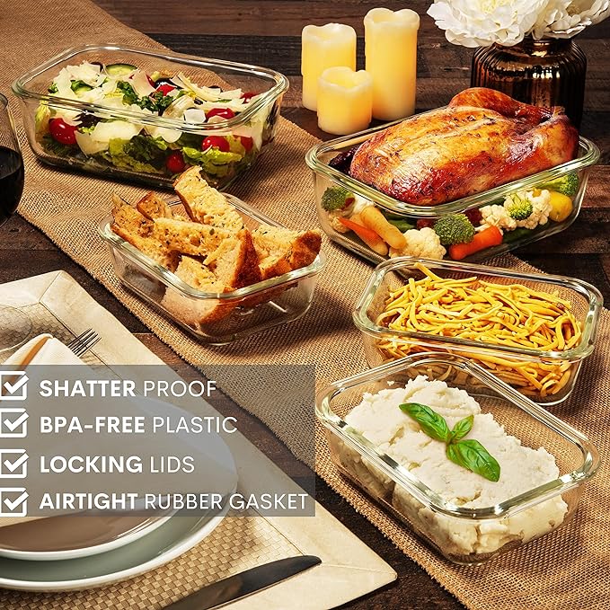 8 Cups/ 63 Oz 4 Piece Large Glass Food Storage/ Baking Containers - Image 6