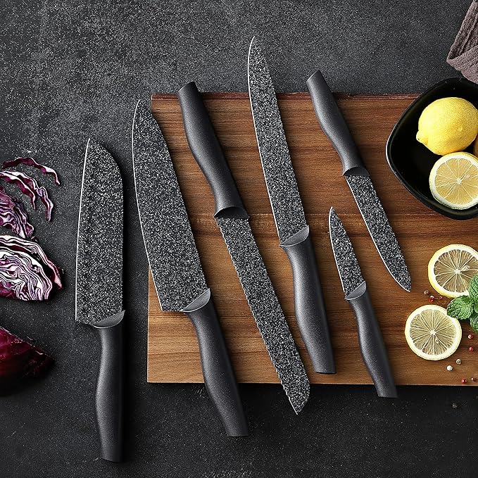 Marco Almond Kitchen Knife Set, KYA39 12-Piece Chef Knife Sets, 6 Knives - Image 8